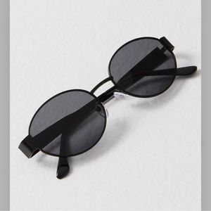 Free People Black Round Metal Sunglasses